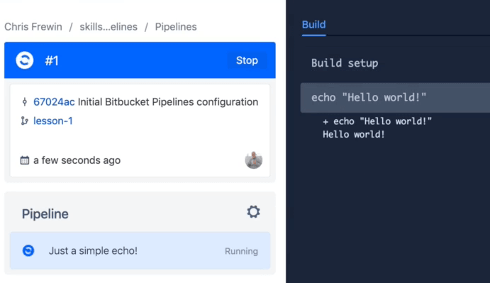 Example of step output
