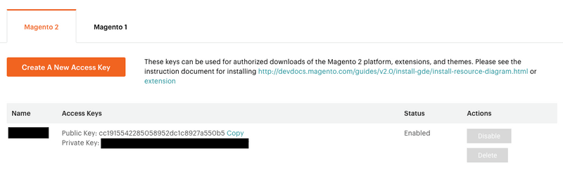 Magento Account Keys